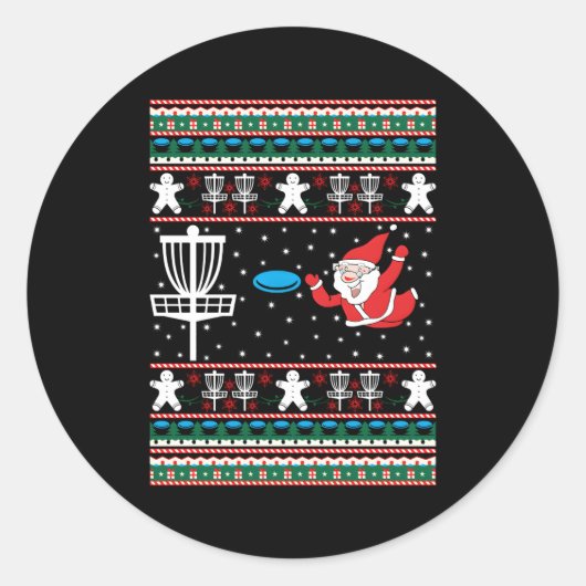 Disc Golf Lelijke Merry Discmas Ronde Sticker (Voorkant)