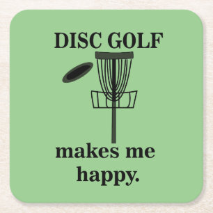 Disc Golf maakt me blij Disc Golf Vierkante Kartonnen Onderzetter