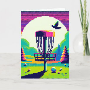 Disc Golf Pin Pixel Art Verjaardag Kaart