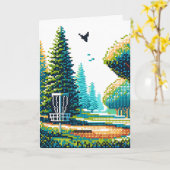 Disc Golf Pixel Art | Gelukkige verjaardag Kaart (Gele Bloem)