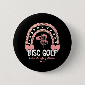 Disc Golf Rainbow Leopard Disc Golf is mijn Jam IV Ronde Button 5,7 Cm