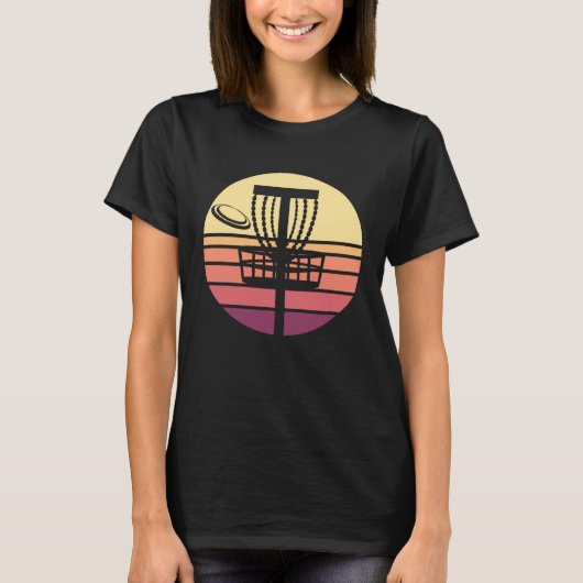 Disc Golf Retro Sunset T-shirt (Voorkant)
