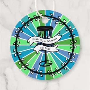 Disc Golf thema   Blauwe en groene Pop kunst Bedankjes Labels