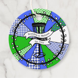 Disc Golf thema   Blauwe en groene Pop kunst Bedankjes Labels