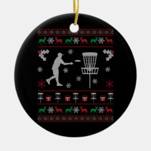 Disc Golf Ugly KerstSweater Gift for Disk Keramisch Ornament