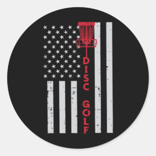 Disc Golf US Flag Frisbee Frolf Patriottische Mann Ronde Sticker