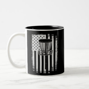 Disc Golf USA Vlag Golfer Golfen Sportliefhebber Tweekleurige Koffiemok