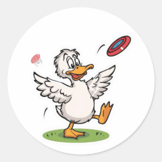 Disc Golfen Eend Grappige Vogel Ronde Sticker