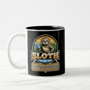 Disc Golfer Funny Luiaard Disc Golf Speler Golfer Tweekleurige Koffiemok