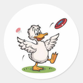 Disc Golfing Duck Funny Bird Ronde Sticker