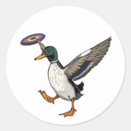 Disc Golfing Duck Funny Bird Ronde Sticker