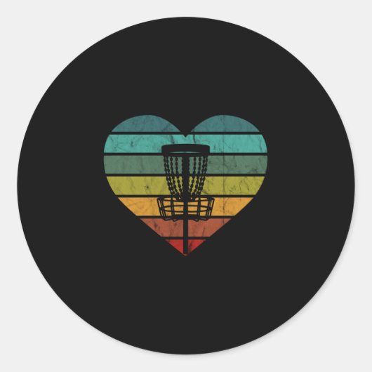 DiscGolf - Retro  doelmandje Ronde Sticker (Voorkant)