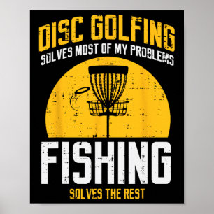 Discgolfen lost de meeste problemen op Vissen Pret Poster