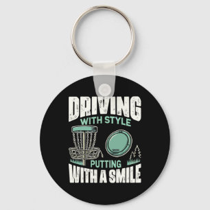 Discgolfer rijden met stijl discgolf sleutelhanger