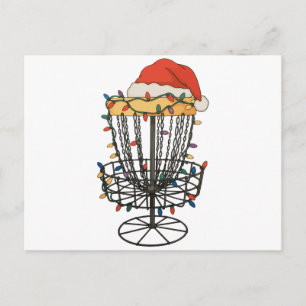 Discgolfmand Santa Hoed Kerstlichtjes Kerstmis Feestdagenkaart