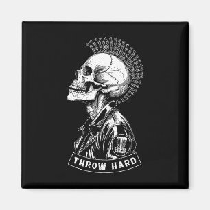 Discgolfspeler Punk Rock Schedel Mohawk Gooi Hard Magneet