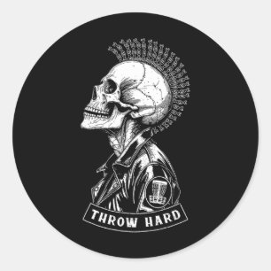 Discgolfspeler Punk Rock Schedel Mohawk Gooi Hard Ronde Sticker