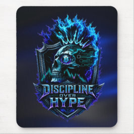Discipline Boven Hype Blauwe Gloed Bitcoin Crypto Muismat