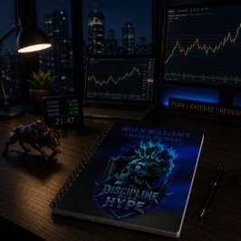 Discipline Boven Hype Blauwe Gloed Bitcoin Crypto Notitieboek