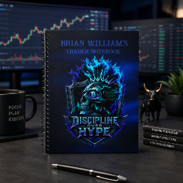 Discipline Boven Hype Blauwe Gloed Bitcoin Crypto Notitieboek