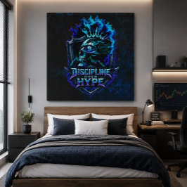 Discipline Boven Hype Blauwe Grunge Bitcoin Canvas Afdruk