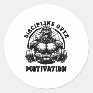 Discipline boven motivatie Gewichtheffen Gym Quote Ronde Sticker