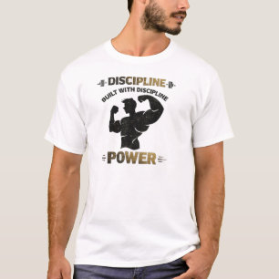 Discipline Kracht Vintage Sportzaal Motiverende Wo T-shirt