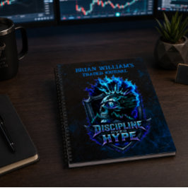 Discipline Over Hype Blauwe Grunge Bitcoin Notitieboek