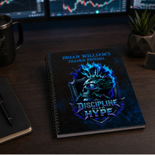 Discipline Over Hype Blauwe Grunge Bitcoin Notitieboek
