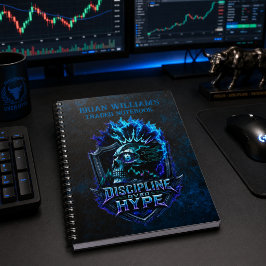 Discipline Over Hype Blauwe Grunge Bitcoin Notitieboek
