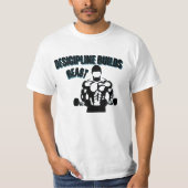 Discipline Over Motivation — Build That Body  T-shirt (Voorkant)