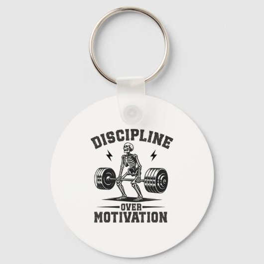 Discipline Over Motivation Gym Motivational Traini Sleutelhanger (Voorkant)