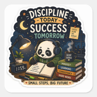 Discipline Vandaag Succes Morgen Panda Sticker |