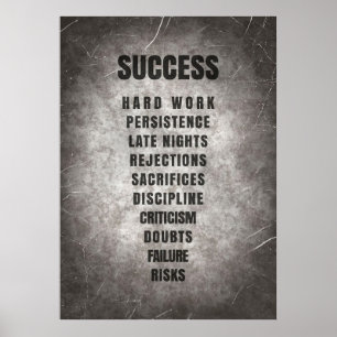 Discipline voor harde werkzaamheden met succes poster