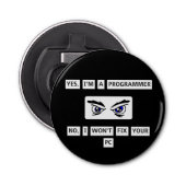 Disclaimer T-shirt voor programmeurs Button Flesopener (Voorkant)