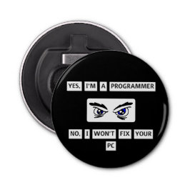 Disclaimer T-shirt voor programmeurs Button Flesopener