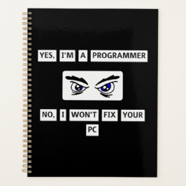 Disclaimer T-shirt voor programmeurs Planner