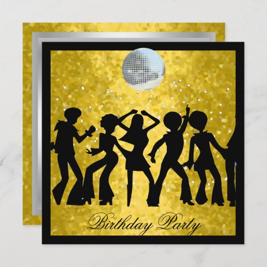 Disco 70's Anniversday Party Retro invitation (Devant / Derrière)