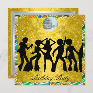 Disco 70's Birthday Party Invitation Retro Kaart