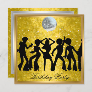 Disco 70's Birthday Party Invitation Retro Kaart