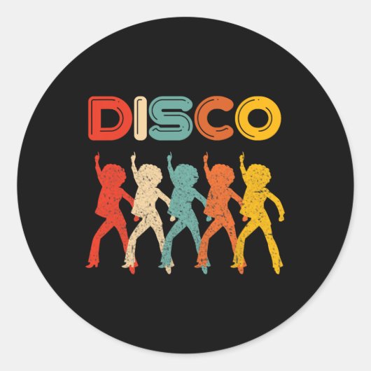 Disco 70s Disco Thed  Retro Dancing Ronde Sticker (Voorkant)