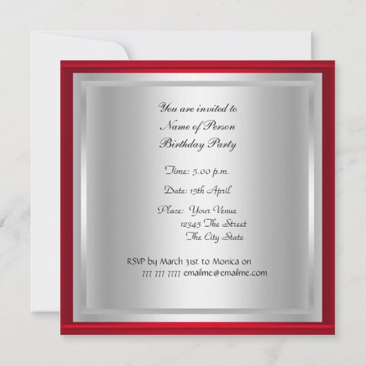 Disco 70's Verjaardagsfeest Uitnodiging Rood (Achterkant)