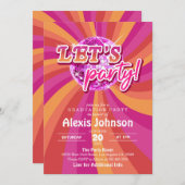 Disco Afstuderen Invitation (Roze) Kaart (Voorkant / Achterkant)