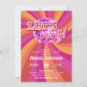 Disco Afstuderen Invitation (Roze) Kaart