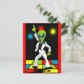 Disco Alien Briefkaart (Staand voorkant)