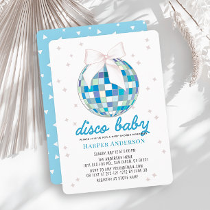Disco Baby Blue Disco Bal Spiegel Boog Jongen Baby Kaart