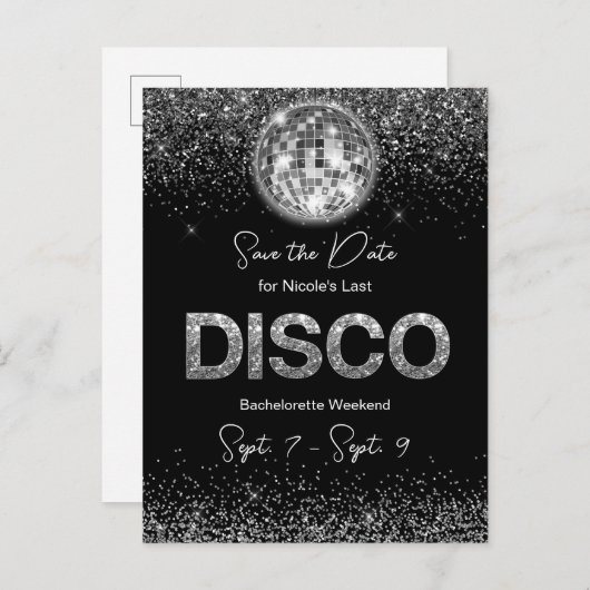 Disco Bachelorette Party Weekend Save the Date Briefkaart (Voorkant / Achterkant)
