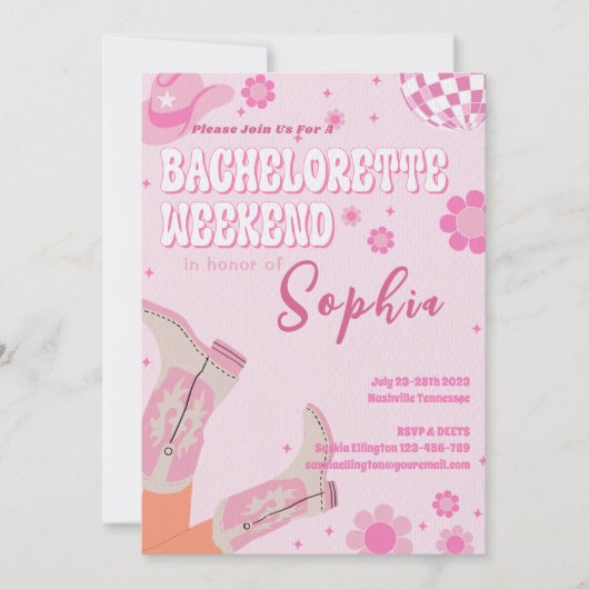 Disco Bachelorette Weekend Uitnodiging (Voorkant)