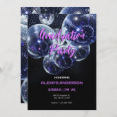 Disco bal afstudeerfeest kaart (Voorkant / Achterkant)