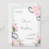 Disco bal bruiloft uitnodiging Bloemen Groen (Voorkant)